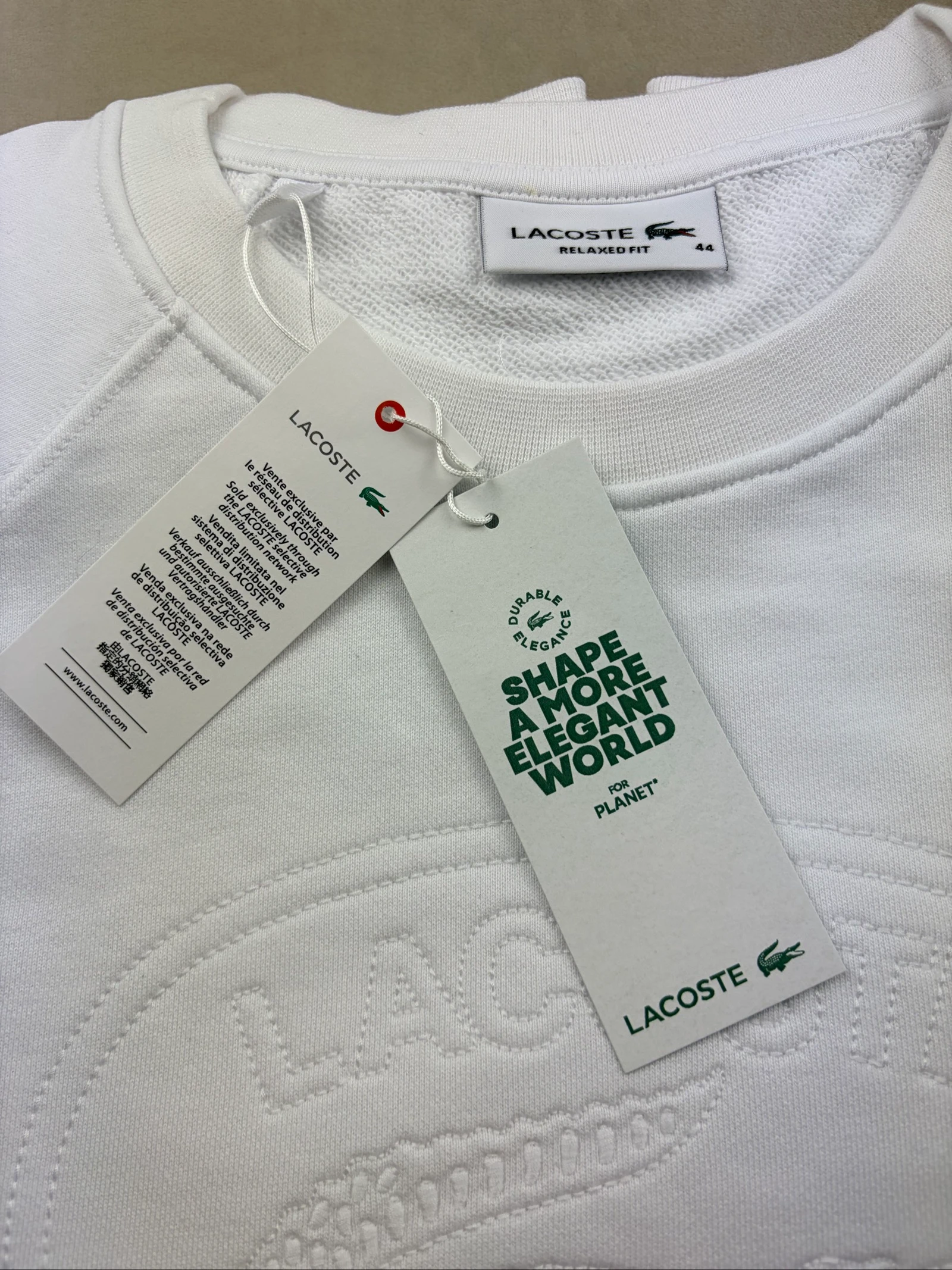 Suéter Lacoste branco 100% Algodão – Tamanho 44 – photo 4